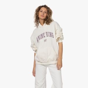 Harvey Logo Hooded Sweatshirt in off-white/purple